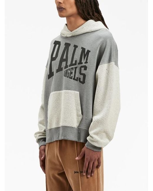 Palm Angels Gray College Hoodie for men
