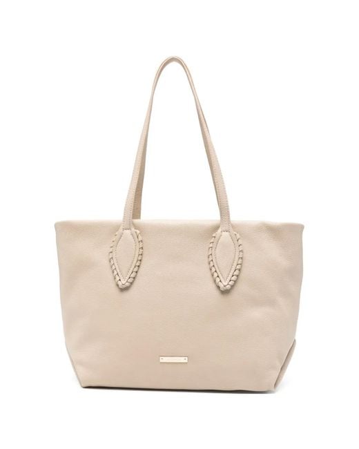Cromia Natural Reef Whipstitch-Trim Leather Tote Bag