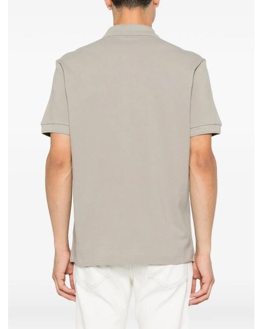 Corneliani Gray Logo-Patch Polo Shirt for men