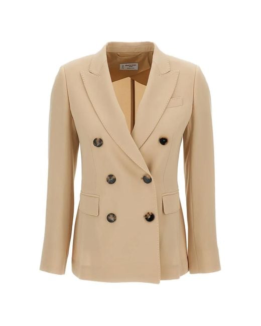 Alberto Biani Natural Double-Breasted Flap Blazer