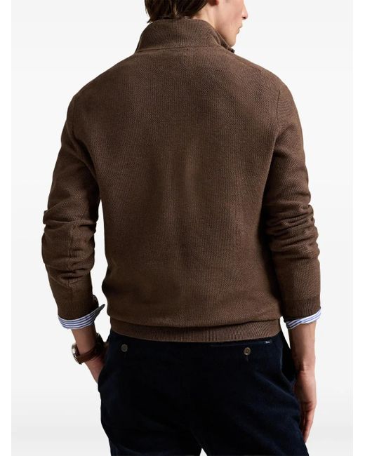 Polo Ralph Lauren Brown Quarter-Zip Pullover Sweater for men