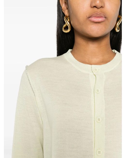 Fabiana Filippi Natural Metallic-Threading Wool Cardigan