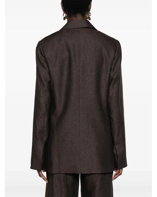 Loewe Black Single-Breasted Linen Blazer