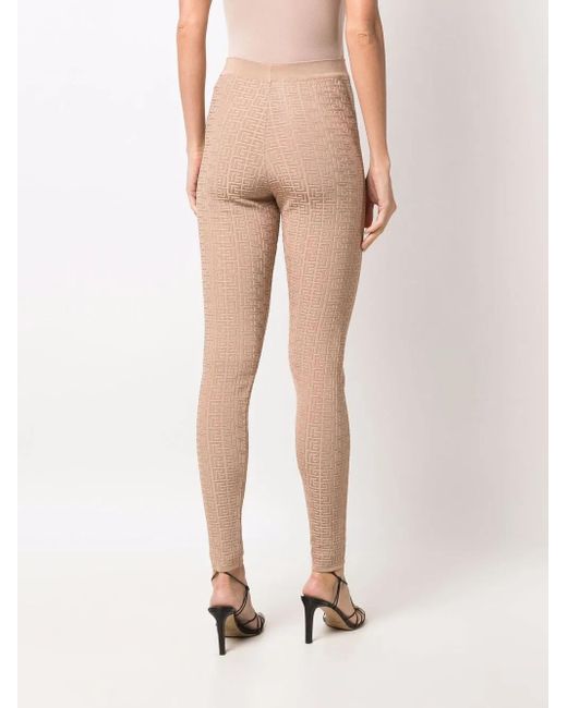 Balmain Natural Debossed Monogram Leggings