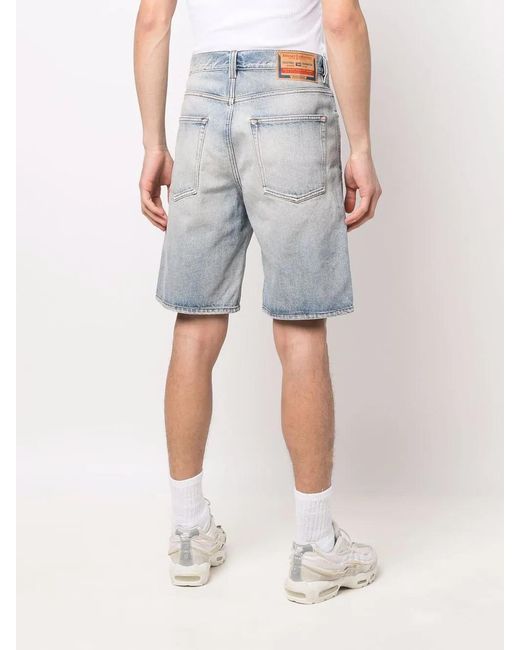 DIESEL Blue Wide-Leg Denim Skate Shorts for men