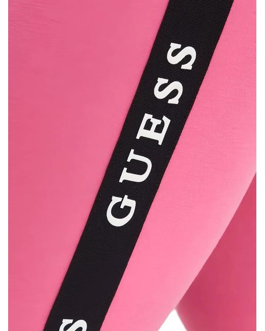 Guess Pink Side-Logo Stripe Leggings