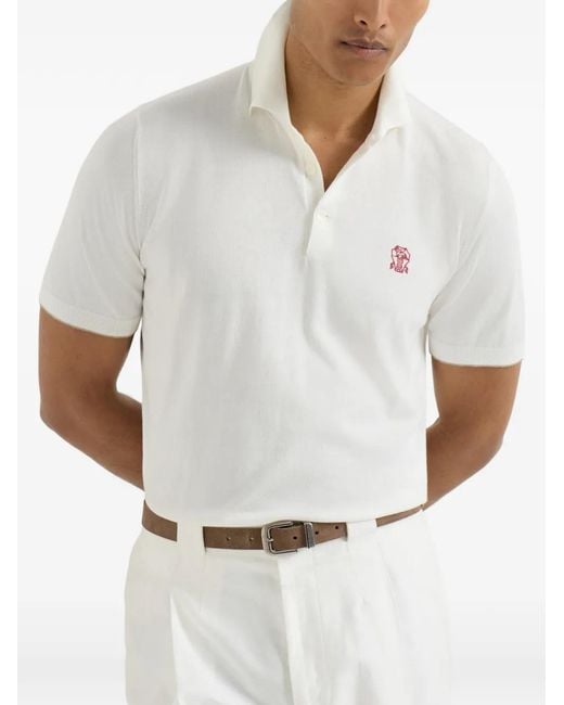 メンズ Brunello Cucinelli ボタン ポロシャツ White