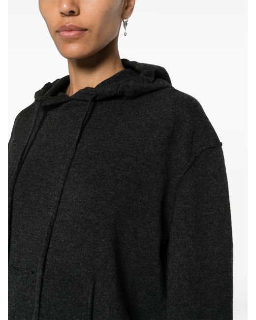 Maison Margiela Black Four-Stitch Logo Wool Blend Hoodie