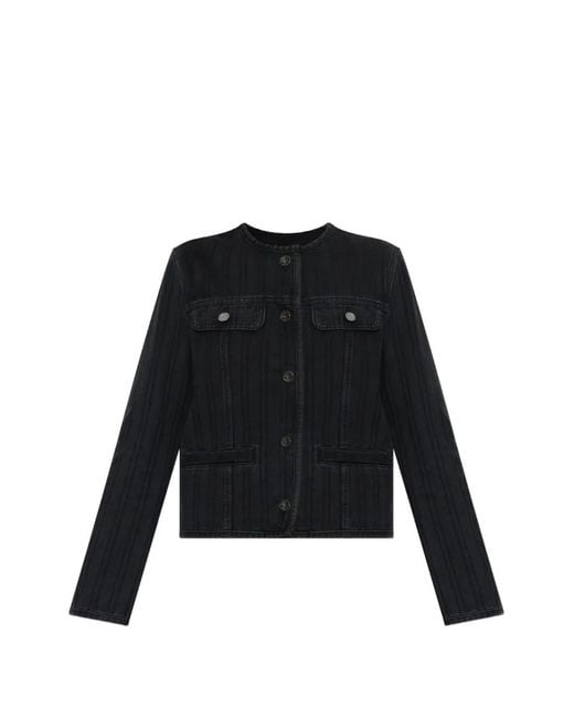 DIESEL Black De-Grafy Pinstripe Denim Jacket