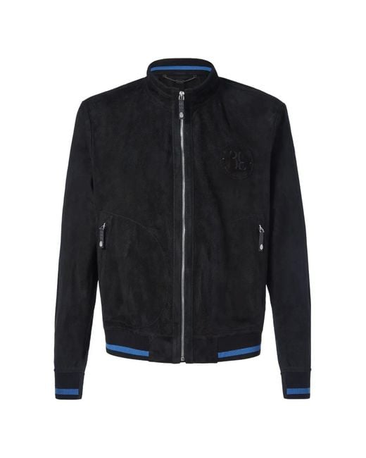 Billionaire Blue Members Only Perforated Bomber Jacket for men