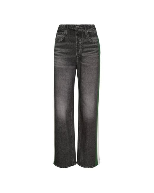Rag & Bone Gray Side-Stripe Wide-Leg Jeans