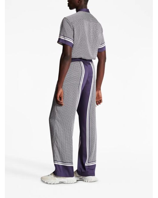 Balmain Purple Vertical-Print Straight-Leg Trousers for men