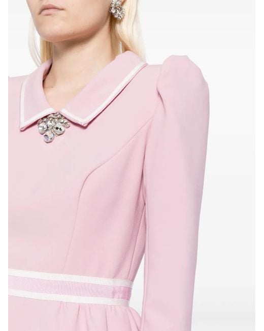 Jenny Packham Pink Honeybee Peplum-Waist Midi Dress