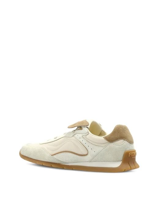 Fendi White Wave Pulse Panelled Leather Sneakers