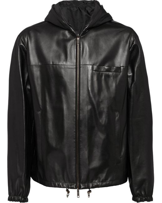 Prada Reversible Nappa Leather Jacket in Black for Men | Lyst