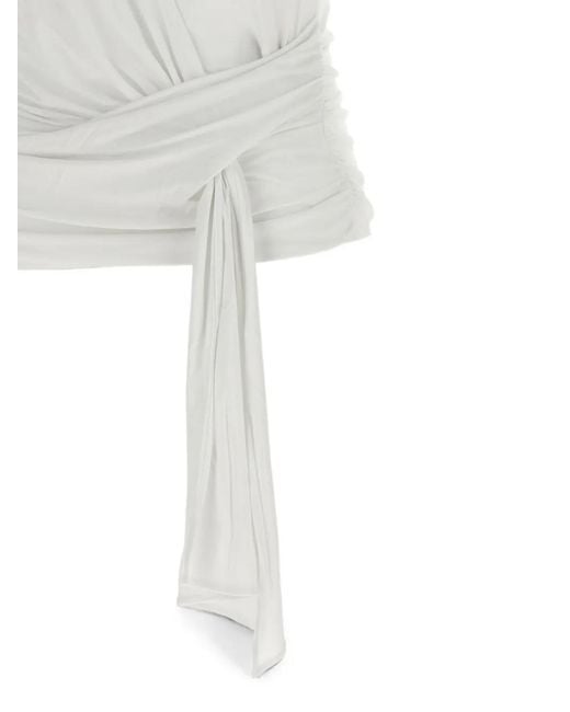 7 For All Mankind White Draped-Detail T-Shirt