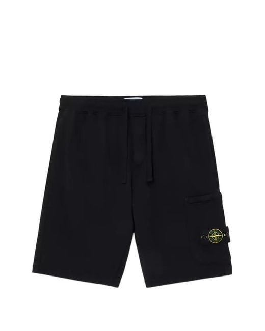 Stone Island Black Logo-Patch Cargo Shorts for men