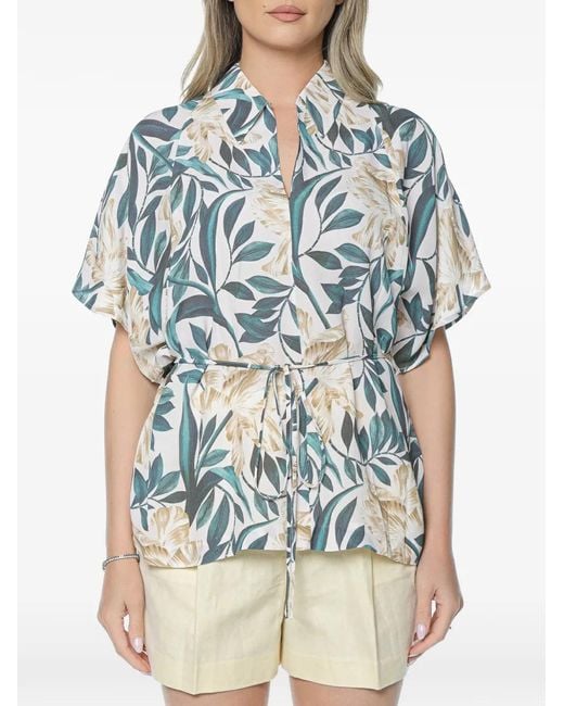 Ted Baker Blue Gehmma Printed Tie-Detail Blouse