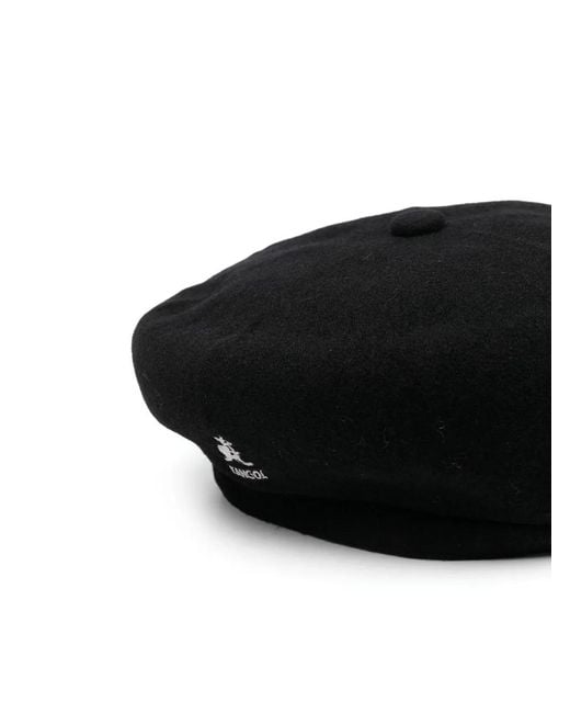 Kangol Black Logo-Patch Wool Cap