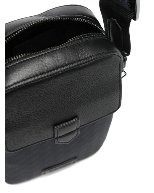 Canali Gemusterte Kuriertasche in Black für Herren