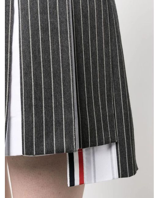 Thom Browne Gray Pleated Dark Mini Skirt With Contrasting Accents