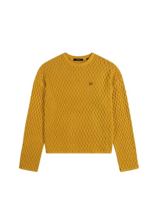 Daily Paper Yellow Structured-Knit Logo-Patch Sweater