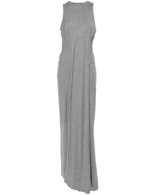 Victoria Beckham Gray Gathered-detail Maxi Dress