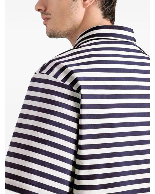 Dolce & Gabbana Blue Striped Cotton Polo Shirt for men