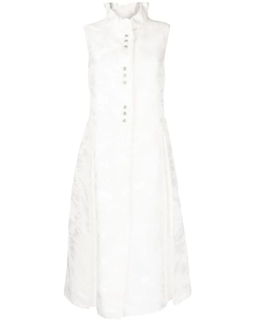 Shiatzy Chen White Crystal-Embellished Button-Detail Blouse