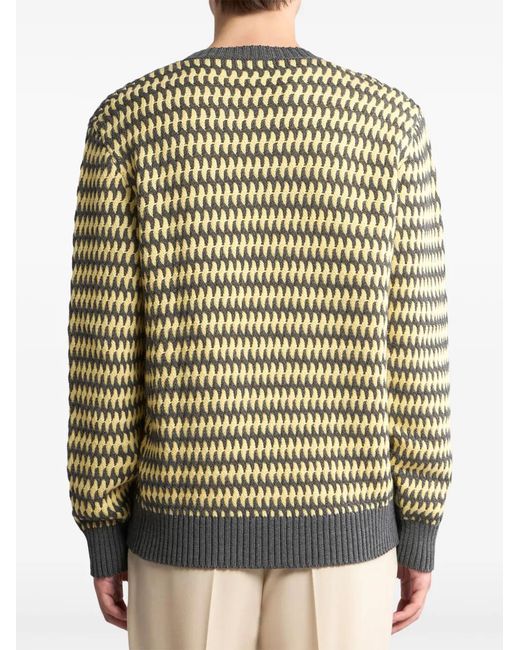 Etro Yellow Wool-Jacquard Jumper for men