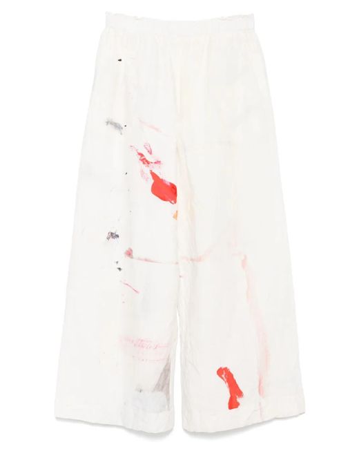 Daniela Gregis White Paint-Splashes Trousers