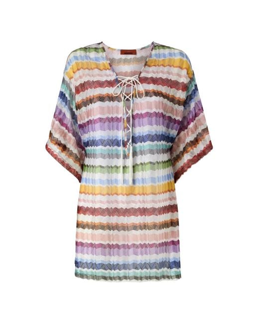 Missoni Gray Zigzag Lace-Up Kaftan