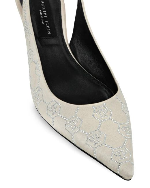 Philipp Plein Metallic 55Mm Rhinestone Monogram Slingback Pumps