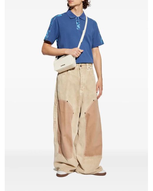 Versace Jeans Couture Blue Baroque-Print Polo Shirt for men