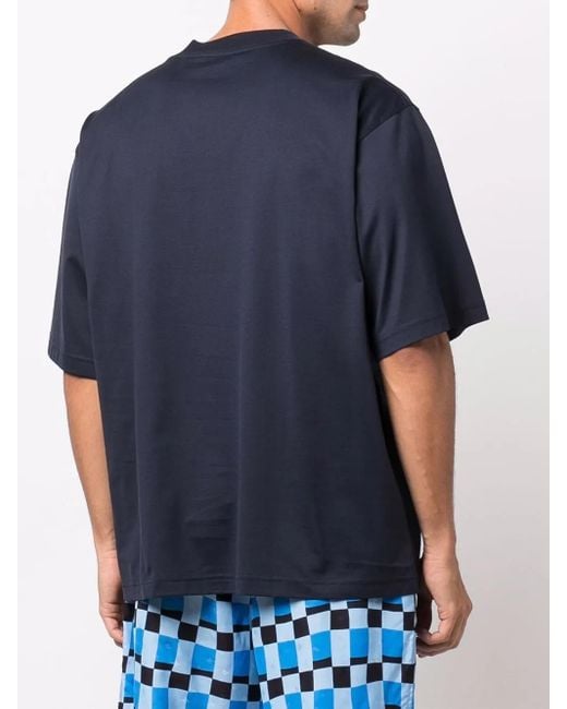 Marni Dunkelblaues Bio-Baumwoll Boxy-T-Shirt in Blue für Herren