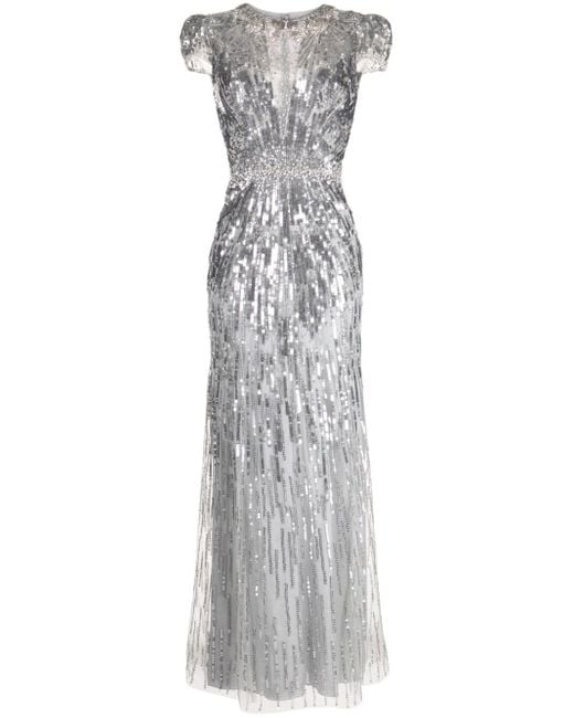 Jenny Packham Gray Marina Sequin-embellished Gown