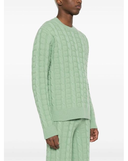 Acne Green Face-effect Cable-knit Jumper