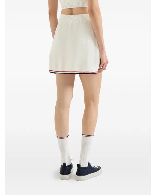 Brunello Cucinelli White Cotton Piqué-Effect Knit Mini Skirt