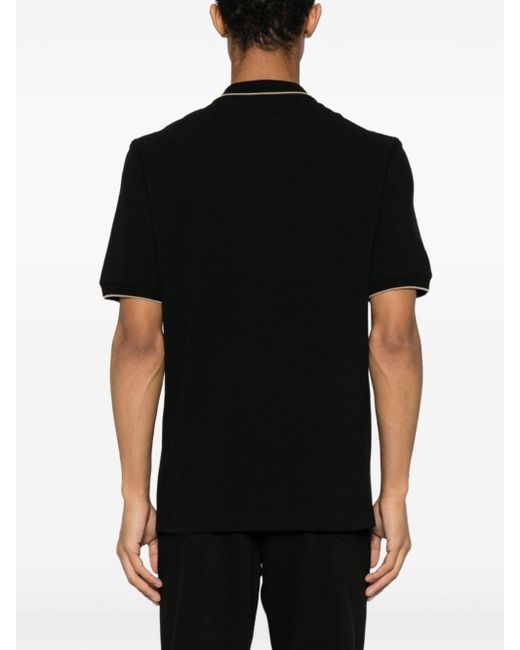Brunello Cucinelli Black Embroidered-Logo Cotton Polo Shirt for men