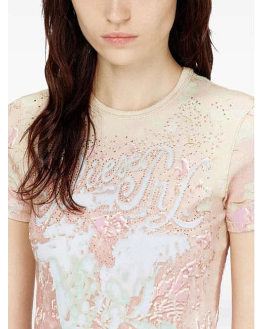 DIESEL Pink Embellished T-Shirt