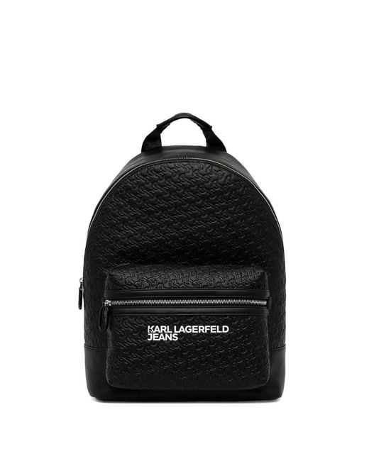 Karl Lagerfeld Black Logo-Embossed Backpack