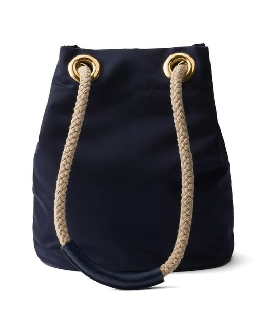 Prada Blue Small Mariner Bucket Bag