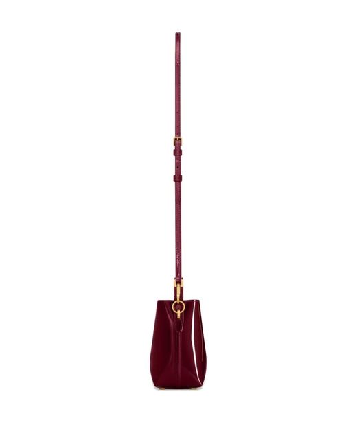 Saint Laurent Le 37 Lakleren Mini Bucket-Tas in het Red