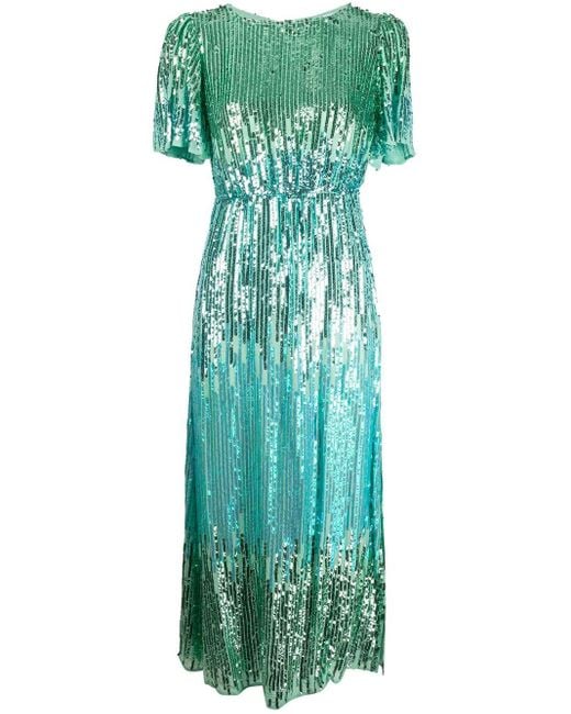 RIXO London Venus Sequin Cocktail Dress in Green | Lyst
