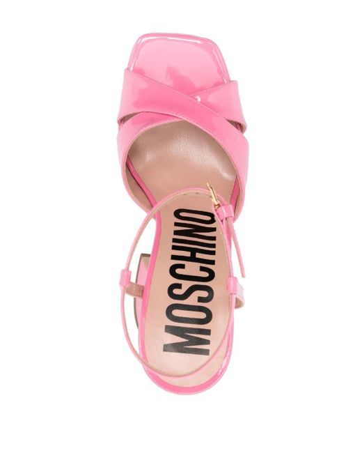 Sandales En Cuir Verni À Plateforme Moschino en coloris Pink