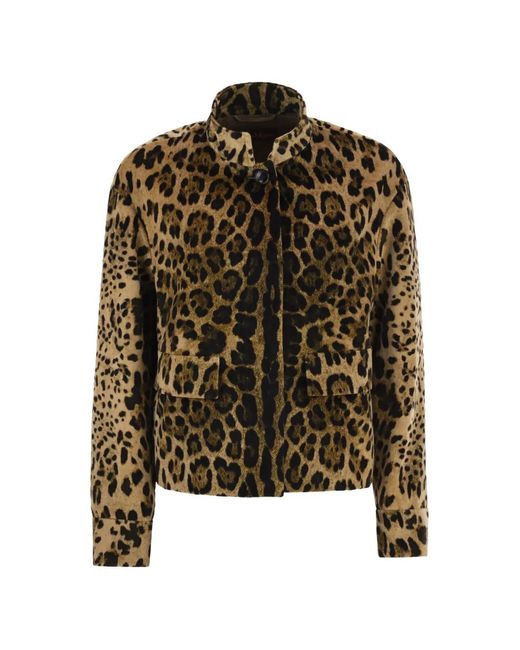 Max Mara Black Tedro Leopard-Print Cropped Jacket