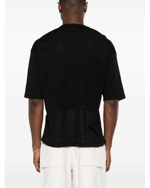 Roberto Collina Black Knitted Linen T-shirt for men
