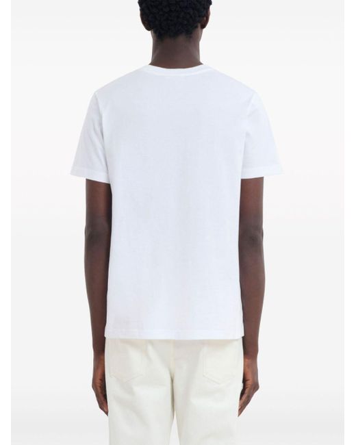 Camiseta a cuadros gingham con logo estampado Marni de hombre de color White