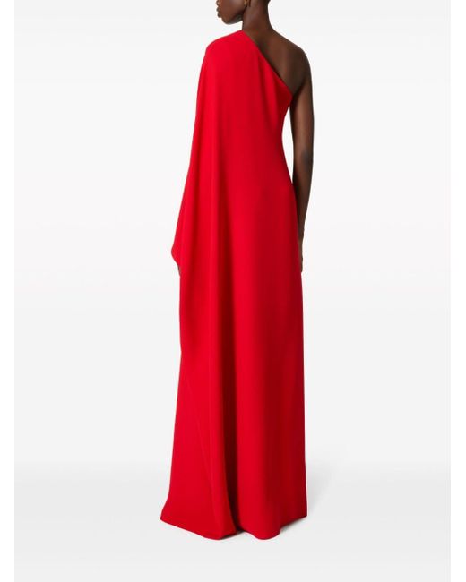 Valentino Garavani Cady Couture Asymmetrische Zijden Avondjurk in het Red