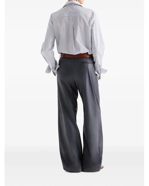 Twp Gray Double-Layer Striped Shirt
